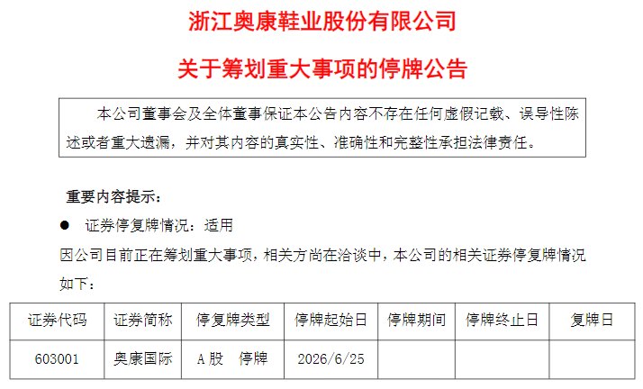 4天2板后，奥康国际停牌筹划资产收购，实控人累计质押比例达99%，公司已连续四年亏损